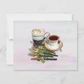 幾何学的金ゴールドとラベンダーフラワーテーマ 招待状 (裏面)