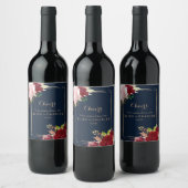 幾何学的金ゴールドと赤結婚熱帯病 ワインラベル (ボトル)