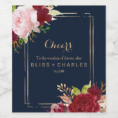 幾何学的金ゴールドと赤結婚熱帯病 ワインラベル (シングルラベル)