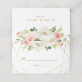 幾何学的金ゴールドと赤面フローラ結婚の プレイスカード (外部開封)