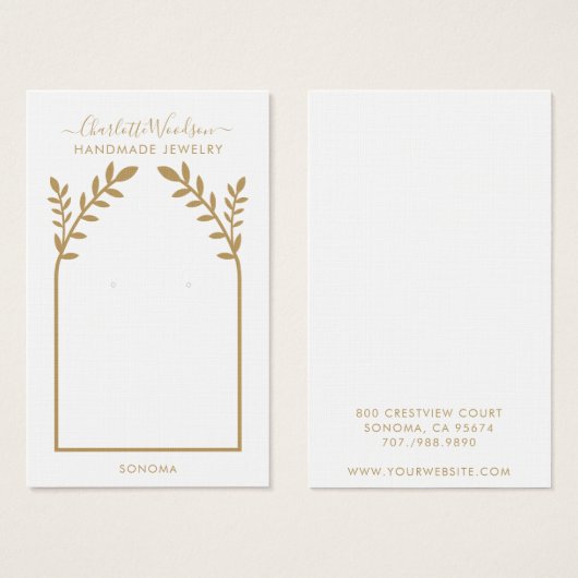 幾何学的金ゴールドアーチイヤリング表示カード (正面&裏面)