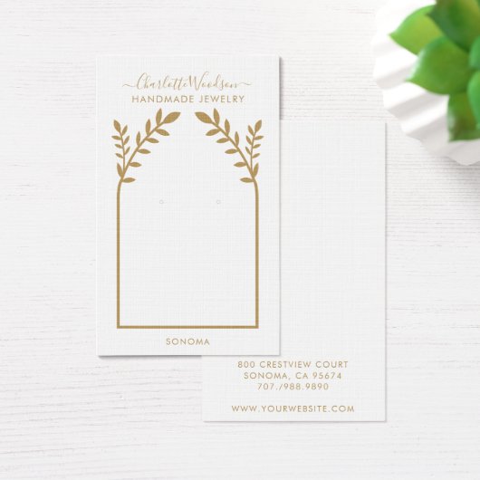 幾何学的金ゴールドアーチイヤリング表示カード (デスク)