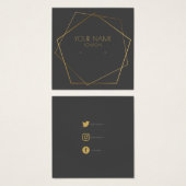 幾何学的金ゴールドイヤリングホルダーとソーシャルアイコン (正面&裏面)