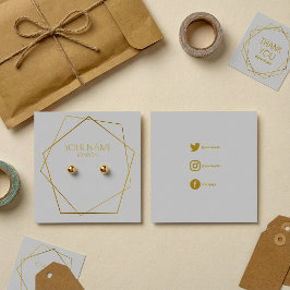 幾何学的金ゴールドイヤリングホルダー（ソーシャルアイコン付）