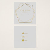 幾何学的金ゴールドイヤリングホルダー(ソーシャルアイコン付) (正面&裏面)