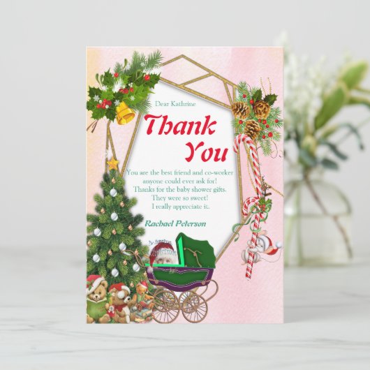 幾何学的金ゴールドクリスマスサンキューカード サンキューカード (スタンド正面)