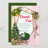 幾何学的金ゴールドクリスマスサンキューカード サンキューカード (正面/裏面)