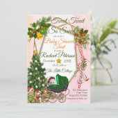 幾何学的金ゴールドクリスマスベビーシャワー招待状 サンキューカード (スタンド正面)