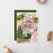 幾何学的金ゴールドグリッタークリスマスベビーシャワー ノートカード (正面/裏面インサイチュ)