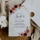 幾何学的金ゴールドグリッタースウィート16誕生日パーティー 招待状