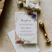 幾何学的金ゴールドグリッターフローラ結婚式 エンクロージャーカード