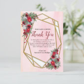 幾何学的金ゴールドグリッターブルゴーニュサンキューカード 出欠カード (スタンド正面)