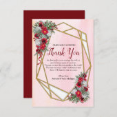 幾何学的金ゴールドグリッターブルゴーニュサンキューカード 出欠カード (正面/裏面)