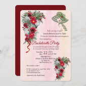 幾何学的金ゴールドグリッターブルゴーニュバチェロレッテ 招待状 (正面/裏面)