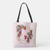 幾何学的金ゴールドグリッターブルゴーニュ花 トートバッグ (裏面)