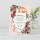 幾何学的金ゴールドグリッターベビーシャワー 招待状 (スタンド正面)