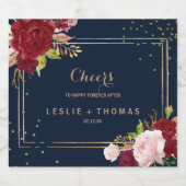 幾何学的金ゴールドグリッターレッドトロピカル結婚ズ スパークリングワインラベル (シングルラベル)