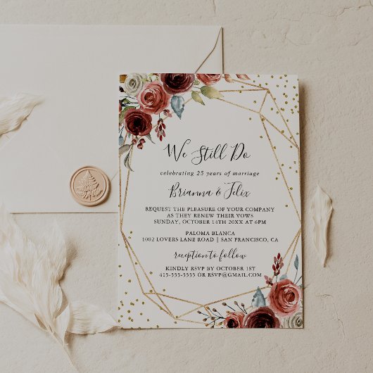 幾何学的金ゴールドグリッター我々はまだ誓の更新を行う 招待状