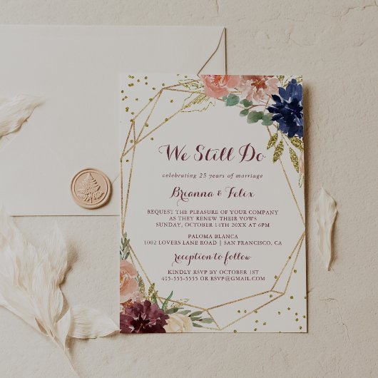 幾何学的金ゴールドグリッター我々はまだ誓の更新を行う 招待状