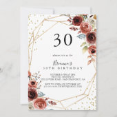 幾何学的金ゴールドグリッター春30th誕生日パーティー 招待状 (正面)