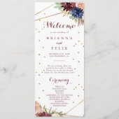 幾何学的金ゴールドグリッター書道結婚式 プログラム (正面)