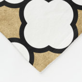 幾何学的金ゴールドグリッター白黒クローバー フリースブランケット (角)