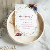 幾何学的金ゴールドグリッター結婚書道 招待状