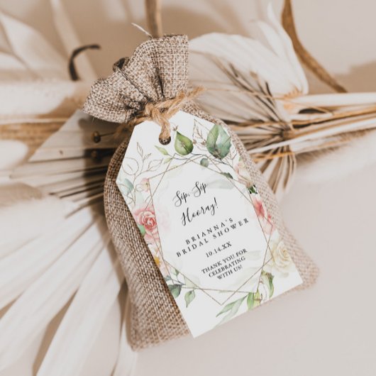 幾何学的金ゴールドグリーンシップ園区ホレーブライダルシャワー ギフトタグ