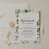 幾何学的金ゴールドグリーンブリデスメイドランチョンシャワー 招待状