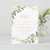 幾何学的金ゴールドグリーンベビーQベビーシャワーバーベキュー 招待状 (スタンド正面)