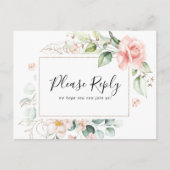 幾何学的金ゴールドグリーンメニュー選択RSVPポストカード ポストカード (正面)