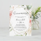 幾何学的金ゴールドグリーンリーフフローラキンセアニラ 招待状 (スタンド正面)