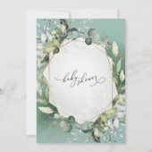 幾何学的金ゴールドグリーンリーベビーシャワー招待状 招待状 (裏面)