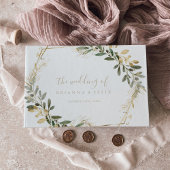 幾何学的金ゴールドグリーン秋の結婚式ゲストブック ゲストブック