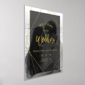 幾何学的金ゴールドタイポグラフィ結婚写真の歓迎 箔ポスター (レイダウン)