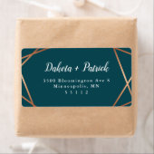 幾何学的金ゴールドティール（緑がかった色）差出人住所 ラベル (インサイチュ)