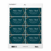 幾何学的金ゴールドティール（緑がかった色）差出人住所 ラベル (フルシート)