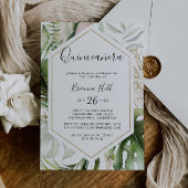 幾何学的金ゴールドトロピカルグリーナリーキンセアニラ 招待状