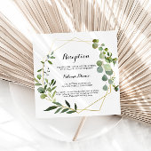 幾何学的金ゴールドトロピカルグリーンウェディングレセプション エンクロージャーカード