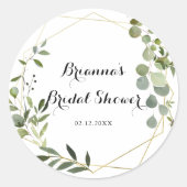 幾何学的金ゴールドトロピカルグリーンブライダルシャワー ラウンドシール (正面)