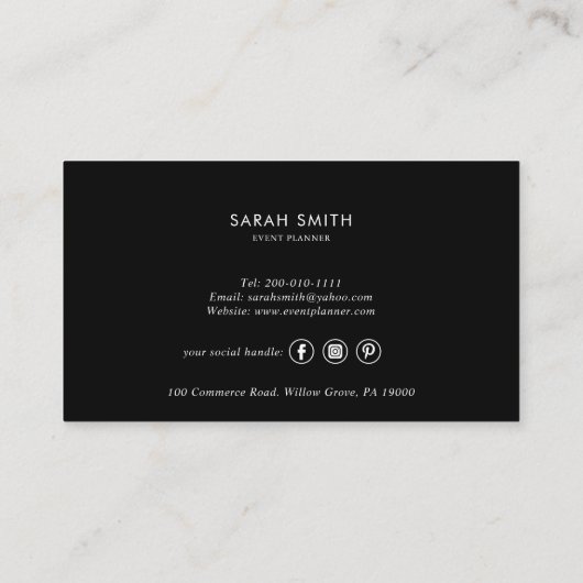 幾何学的金ゴールドトロピカルグリーンブラック 名刺 (裏面)