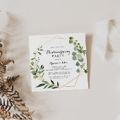 幾何学的金ゴールドトロピカルグリーン引っ越し祝いパーティーパーティー 招待状