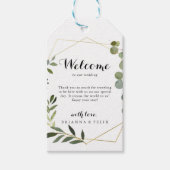 幾何学的金ゴールドトロピカルグリーン結婚ズへようこそ ギフトタグ (正面)