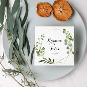 幾何学的金ゴールドトロピカルグリーン結婚ズナプキン スタンダードカクテルナプキン