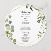 幾何学的金ゴールドトロピカルグリーン結婚式 プログラム (正面)