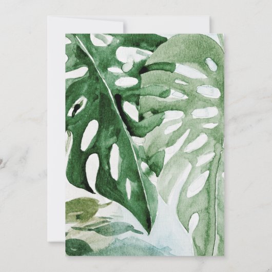 幾何学的金ゴールドトロピカルグリーン葉パーム結婚ズ 招待状 (裏面)