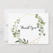 幾何学的金ゴールドトロピカルグ葉ローン結婚ズ サンキューカード (正面)