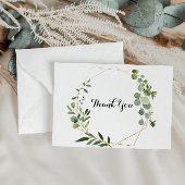 幾何学的金ゴールドトロピカルグ葉ローン結婚ズ サンキューカード