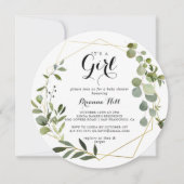 幾何学的金ゴールドトロピカル女の子ベビーシャワー 招待状 (正面)