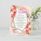 幾何学的金ゴールドピンクベビーシャワー 招待状 (スタンド正面)